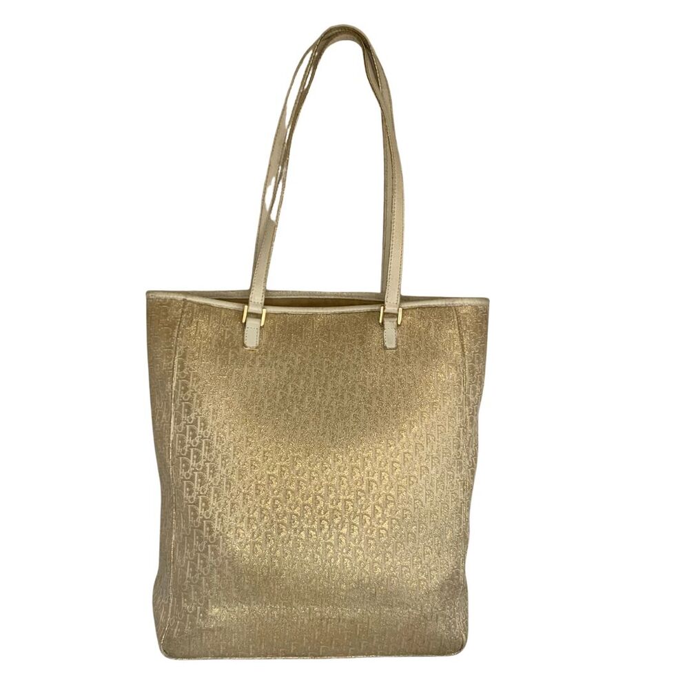 Christian Dior White and Gold Monogram Tote Bag Vintage - Picture 5 of 16